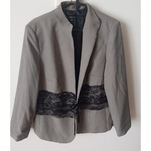 Blazer houndstooth with lace